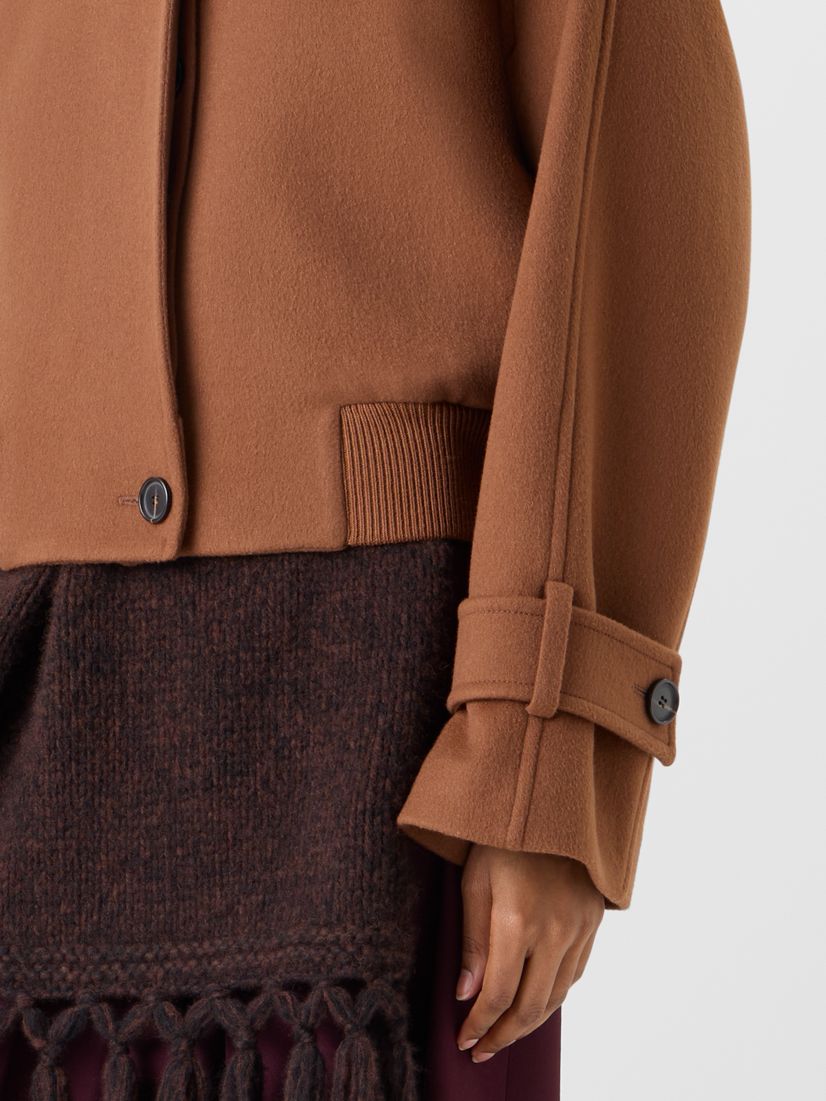 Designer Cashmere Double-Face Bomber Jacket - brown 