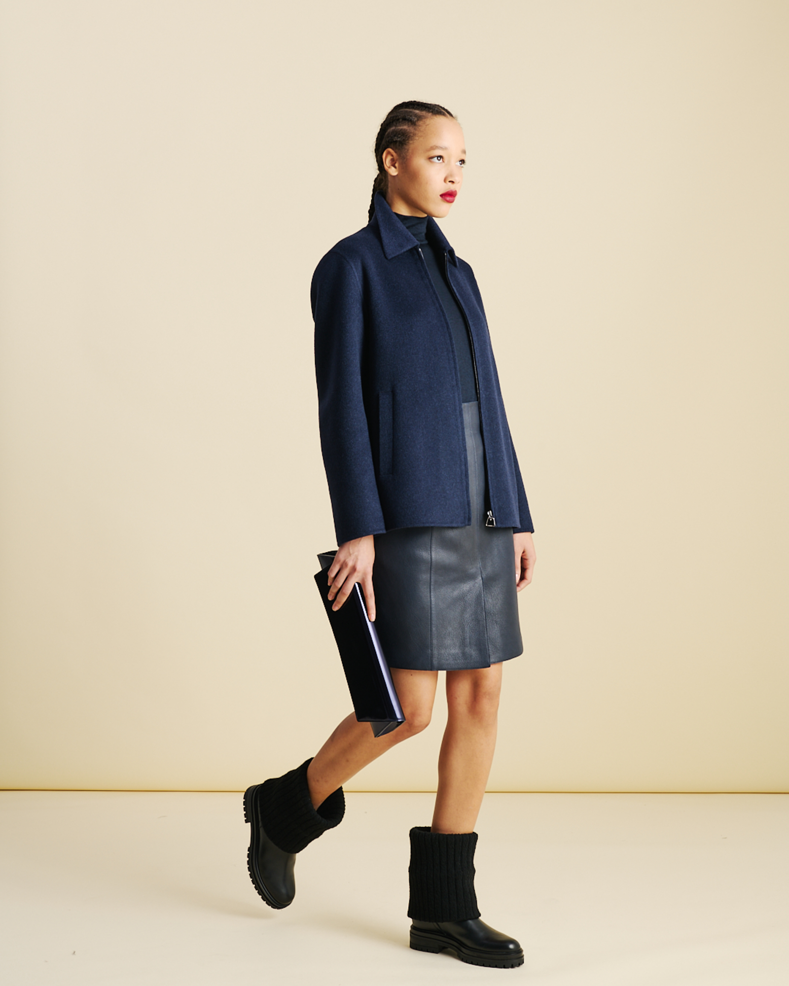 Designer Relaxed Cashmere Double-Face Shirt Jacket - neutral - navy - blue 