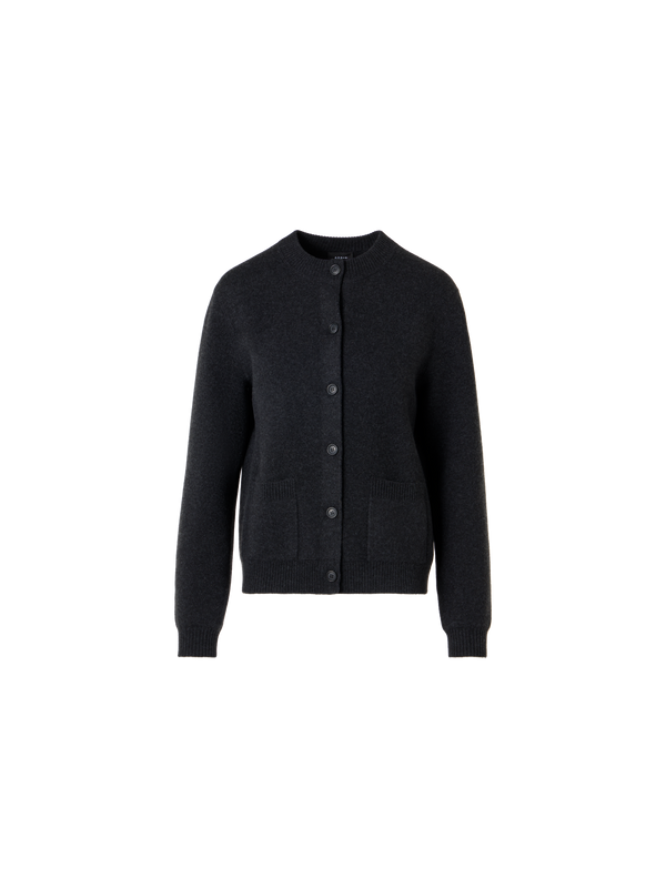 Designer Boxy Cashmere Piqué Cardigan - grey