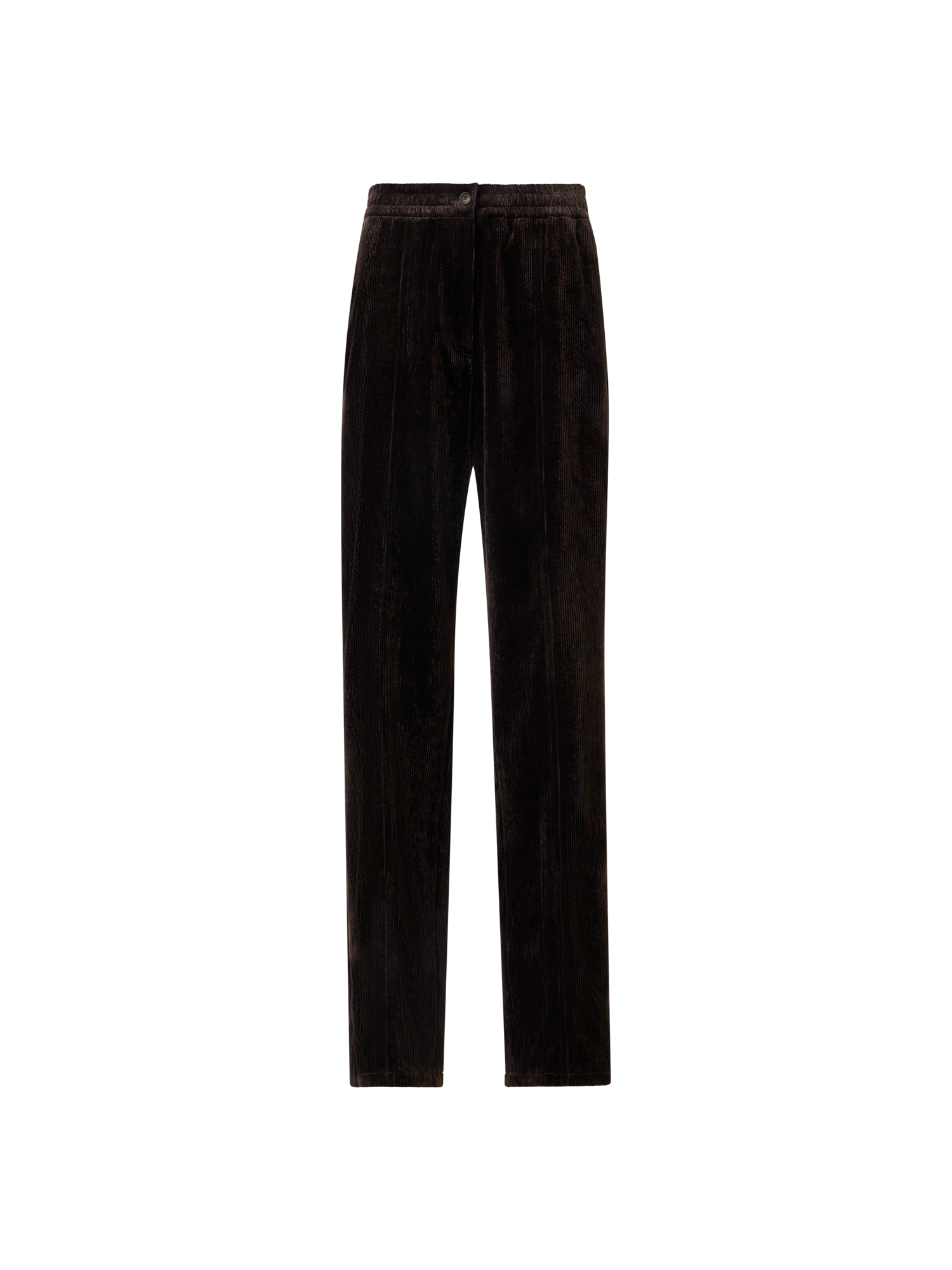 Designer Pants with Elastic Waist in Viscose Corduroy - brown