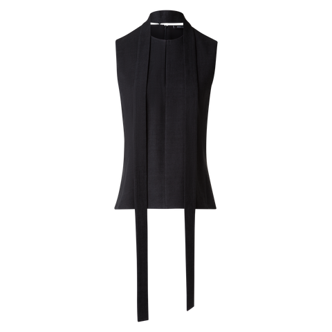 Sleeveless Tie Neck Blouse in Linen Blend