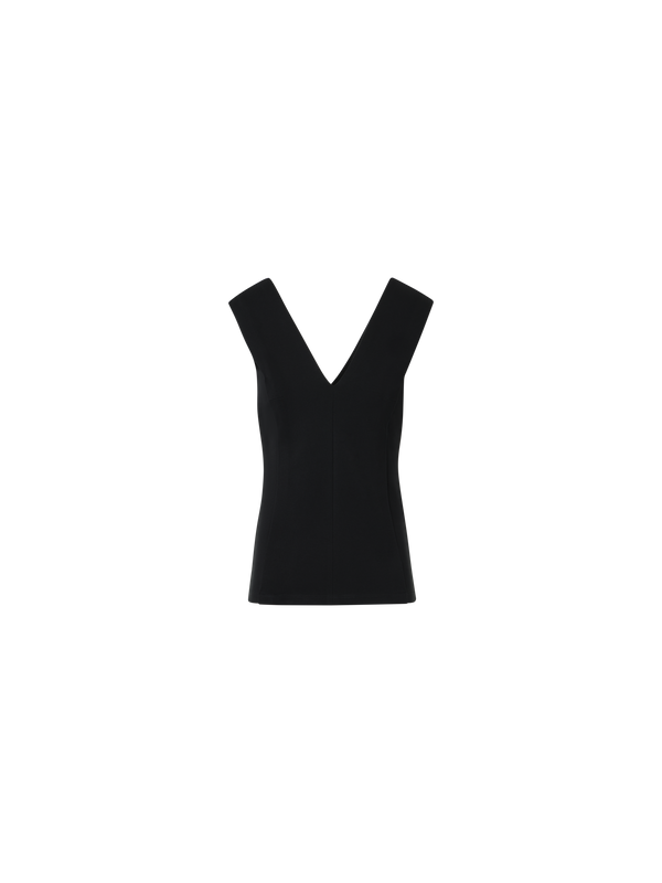 Designer V-Neck Top in Signature Jersey - black
