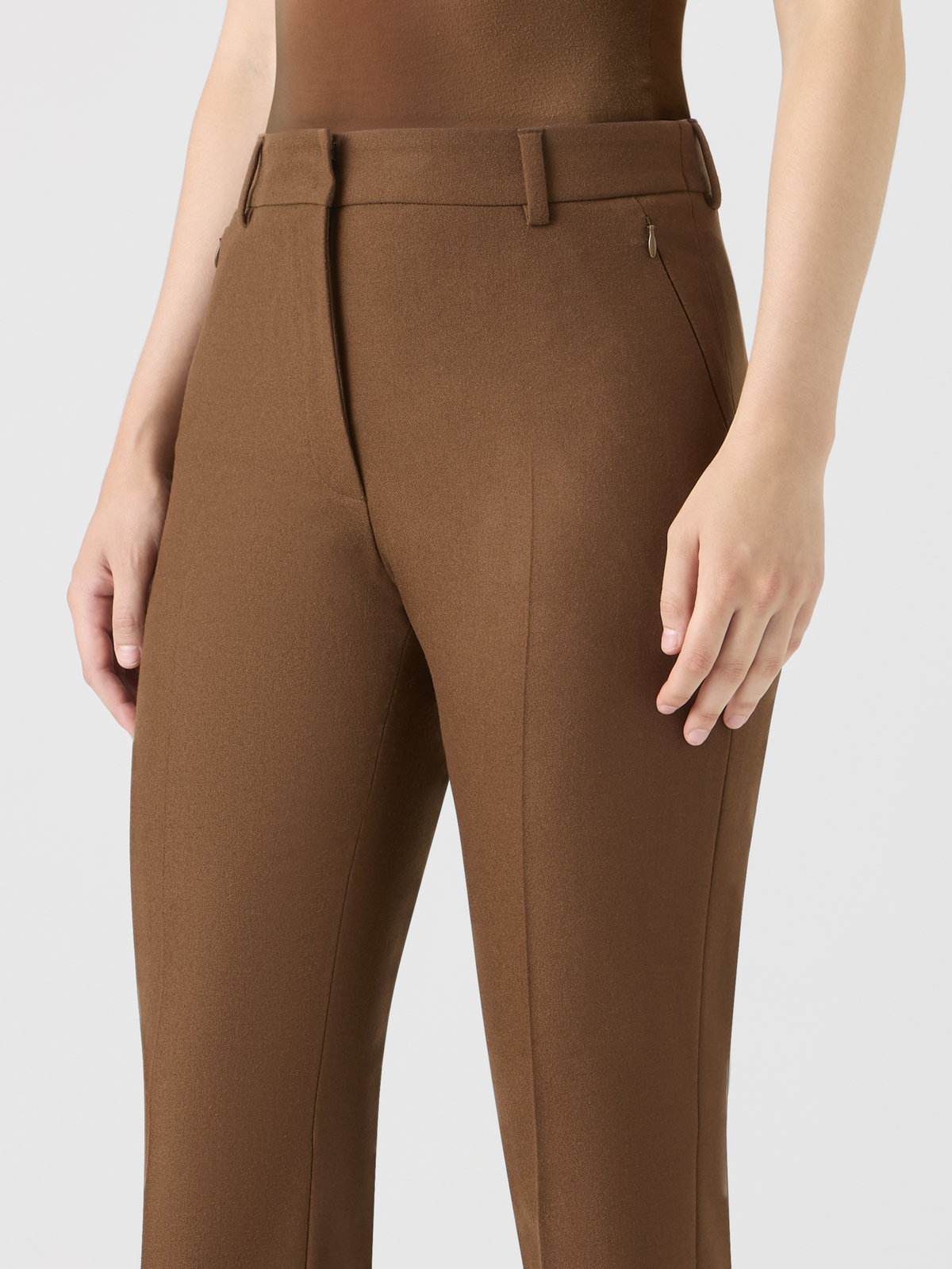 Designer Bootcut Wool Stretch Flannel Pants - brown #editorial