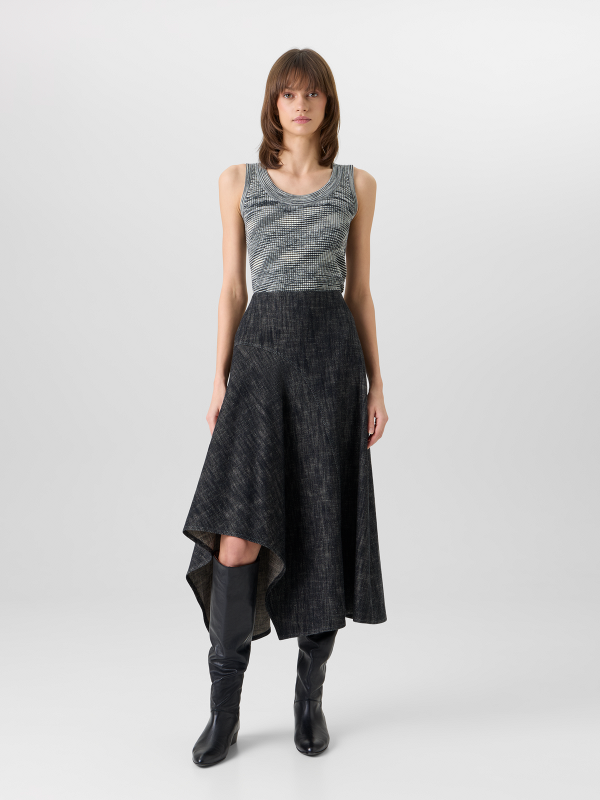 Designer Sleeveless Merino Wool Knit Top - grey #editorial