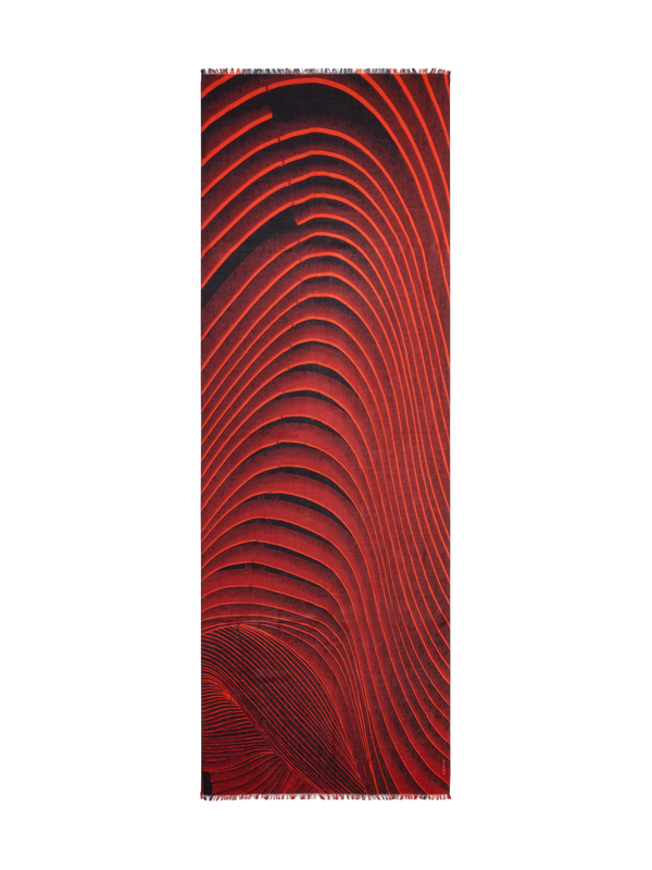 Designer Curves print scarf - multicolor - red