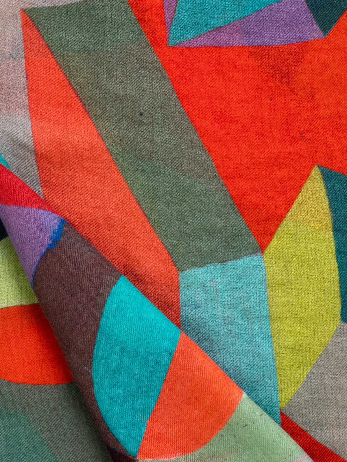 Designer Cashmere Silk Scarf with Indian Summer Print - multicolor