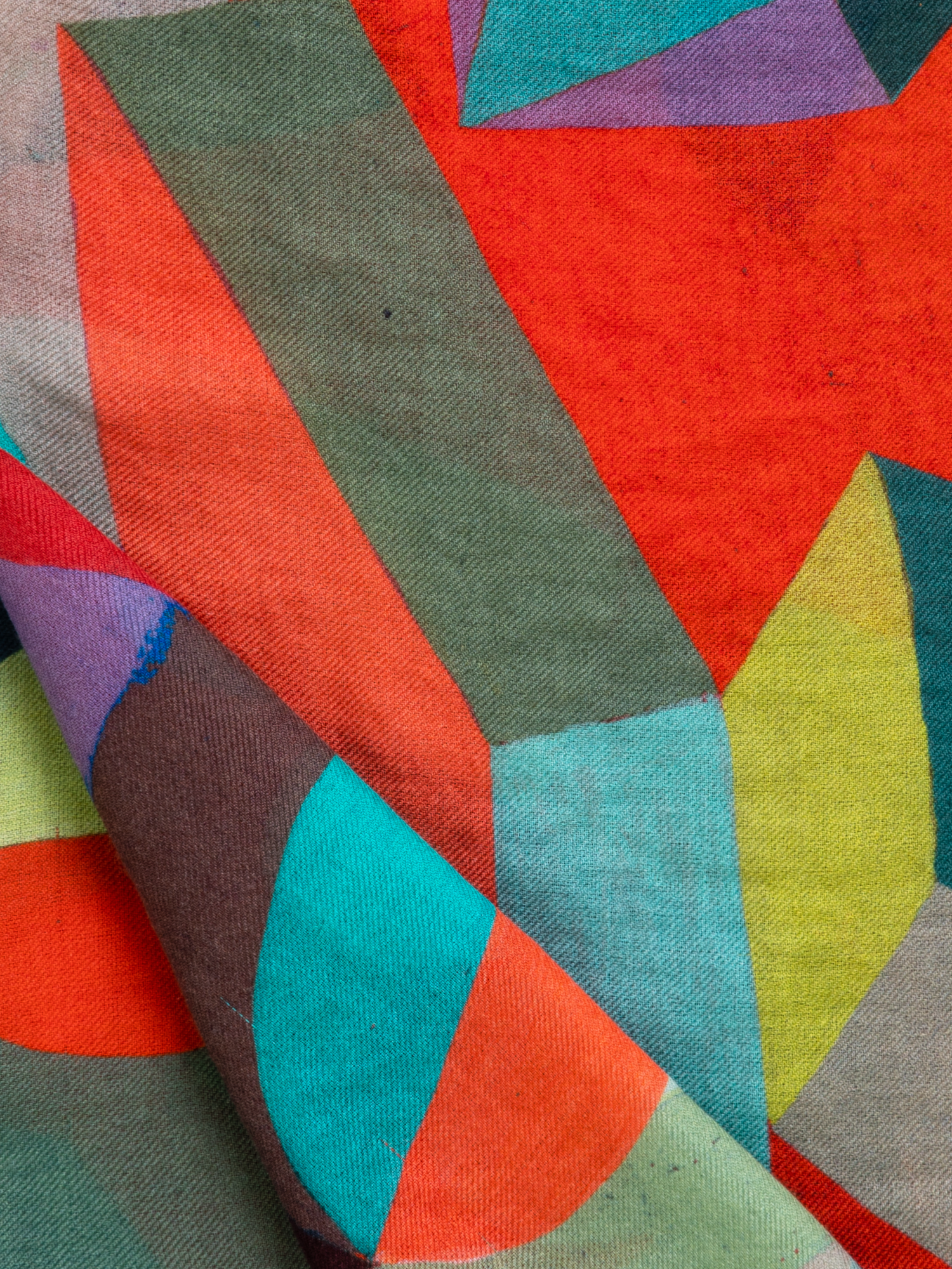 Designer Cashmere Silk Scarf with Indian Summer Print - multicolor