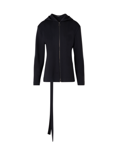 Designer Jacket with Open Back in Light Neoprene - black