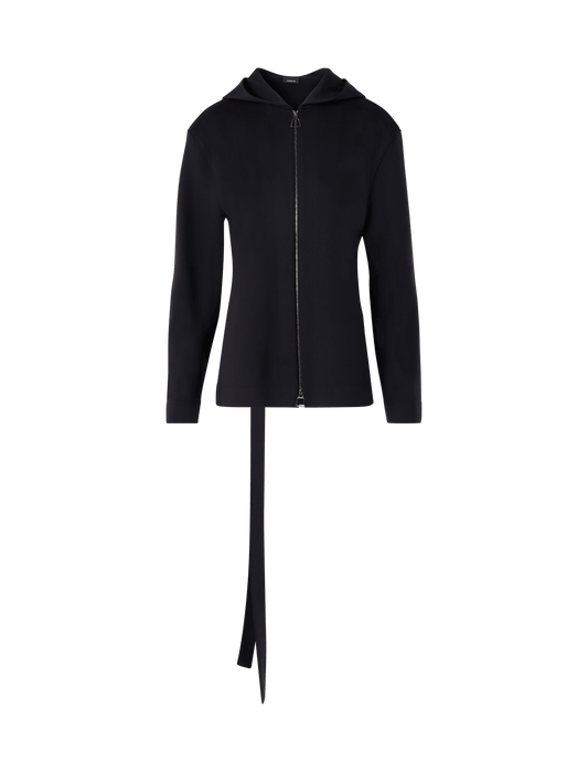 Designer Jacket with Open Back in Light Neoprene - black
