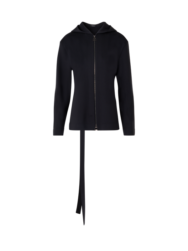 Designer Jacket with Open Back in Light Neoprene - black