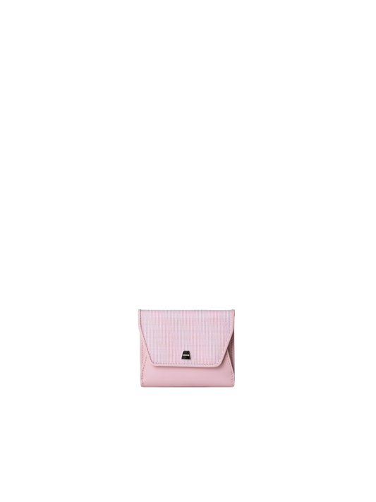 Designer Compact Wallet in Horsehair and Leather - pink