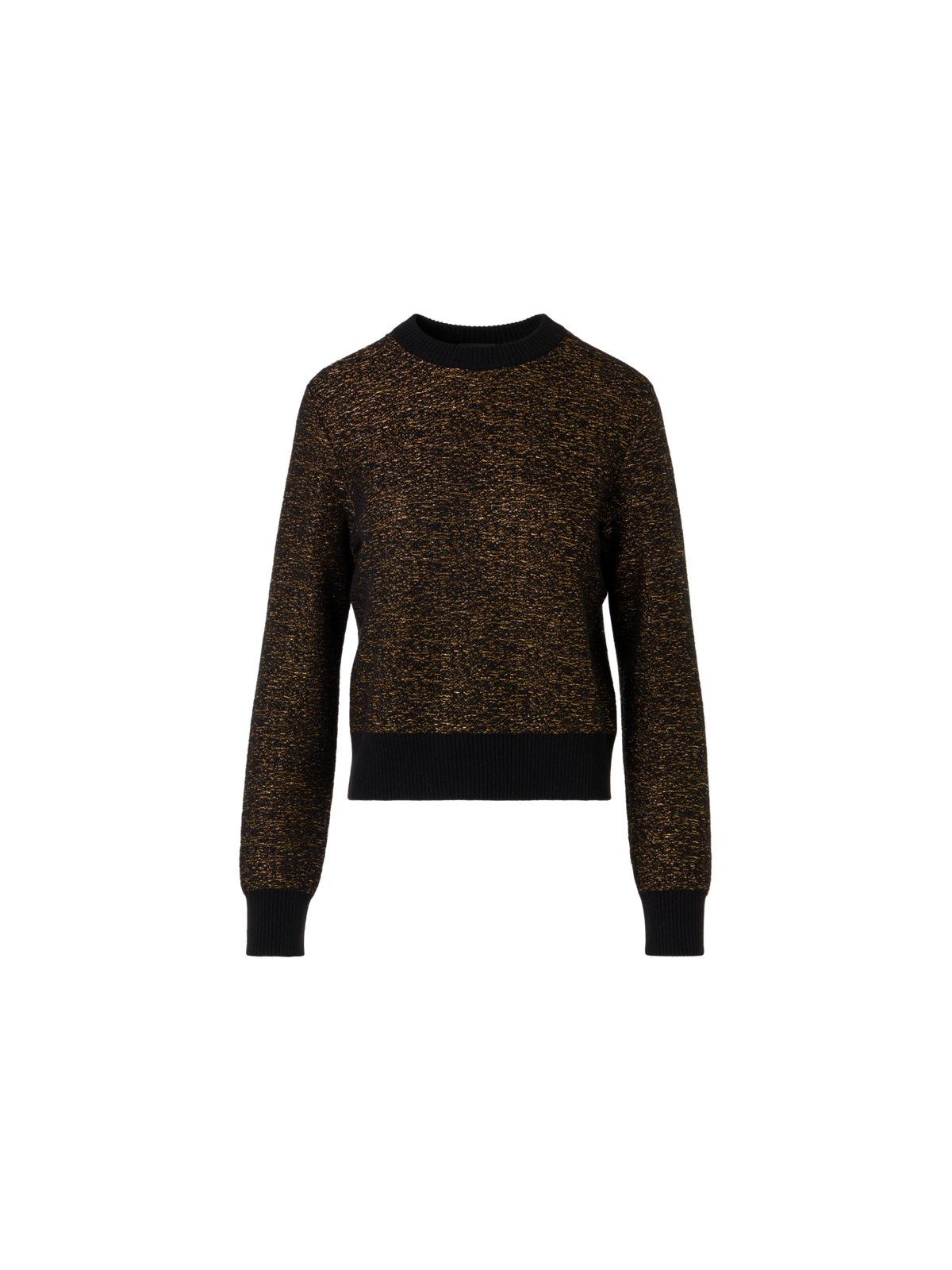 Designer Cashmere Lamé Sweater with Ribbed Trim - black