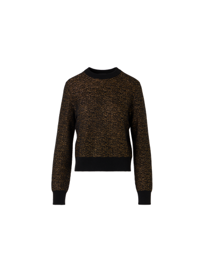 Designer Cashmere Lamé Sweater with Ribbed Trim - black