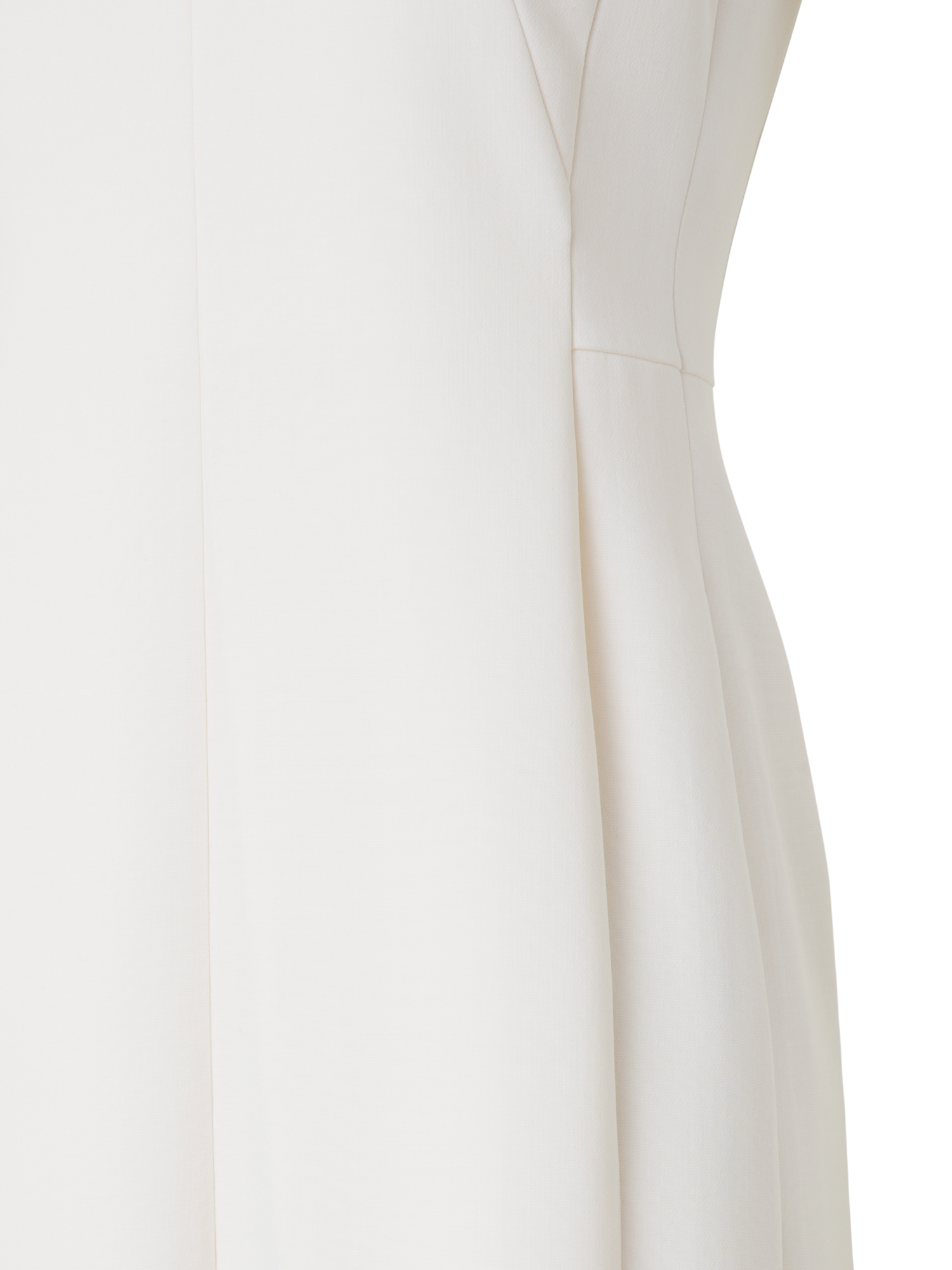 Designer V-Neck Midi Sheath Dress in Wool Double-Face - ecru - white