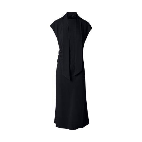 Fitted Midi Dress with Detachable Bow