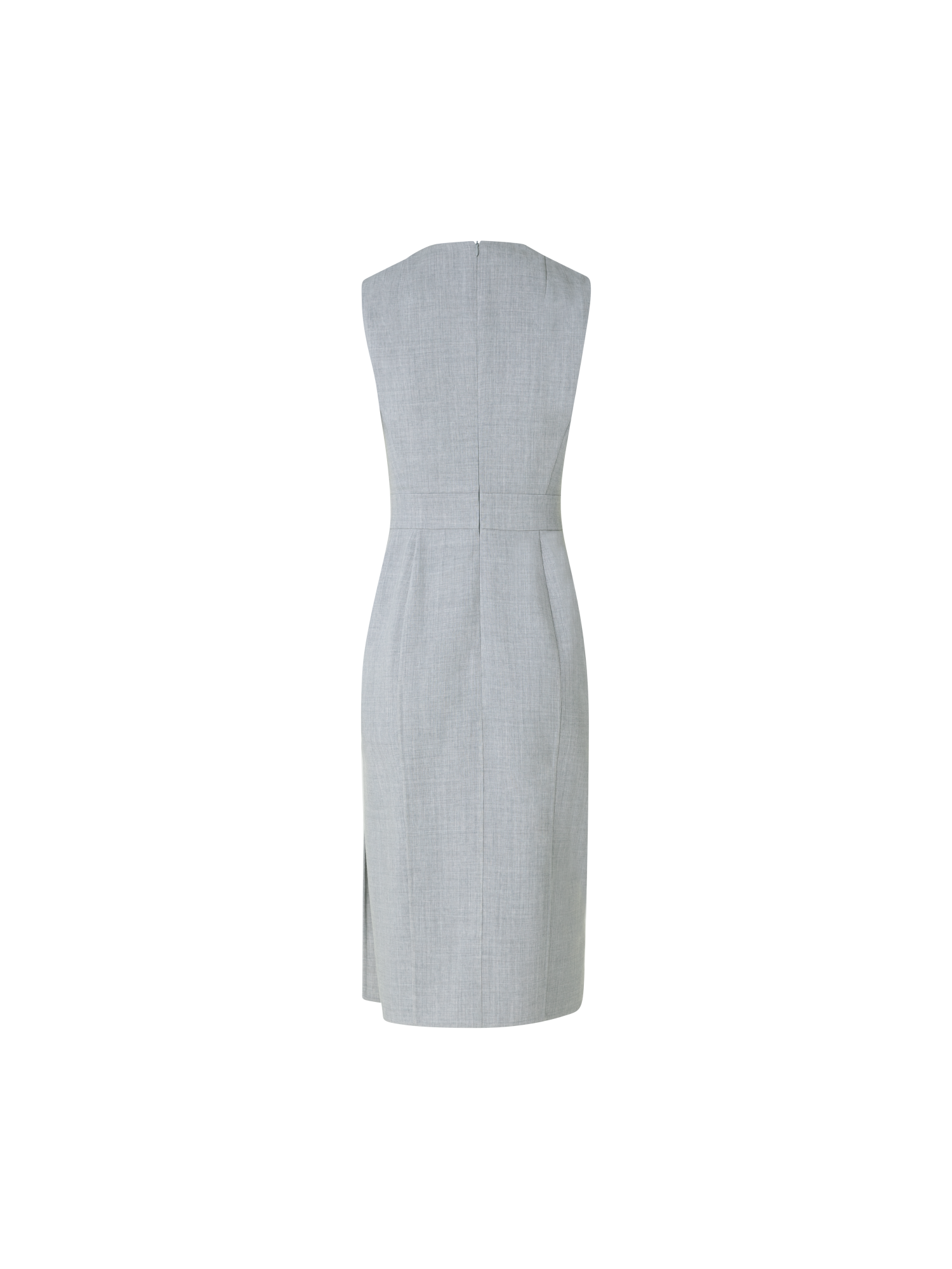 Designer Sleeveless Wool Double-Face Sheath Dress - grey
