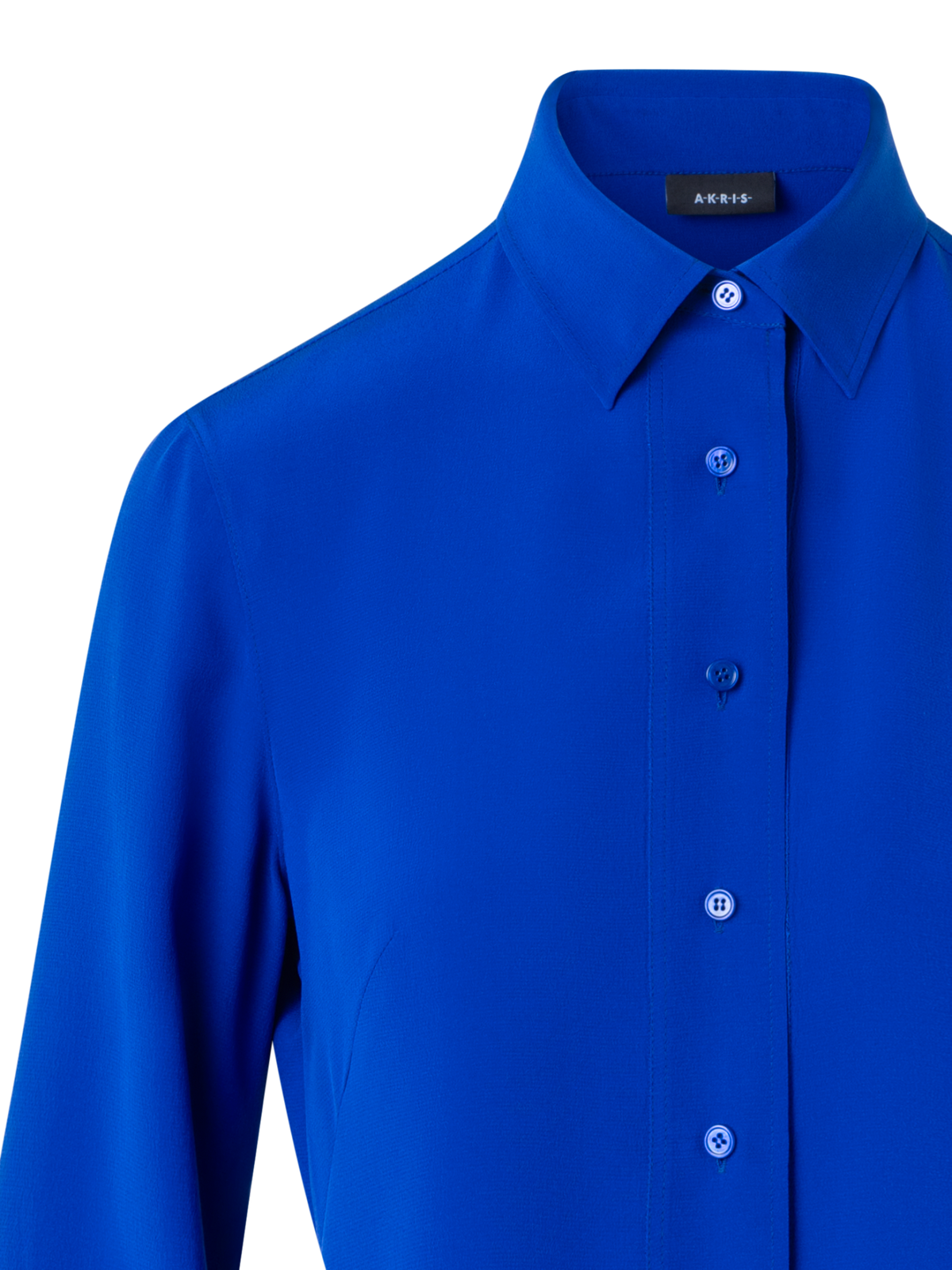 Designer Silk Crêpe Shirt Blouse - blue