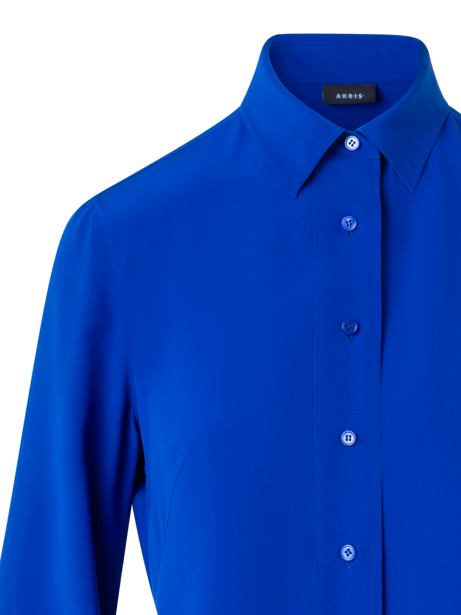 Designer Silk Crêpe Shirt Blouse - blue