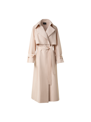 Designer Oversized Trench Coat in Silk Taffeta - neutral - pastel - beige