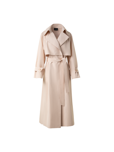 Designer Oversized Trench Coat in Silk Taffeta - neutral - pastel - beige