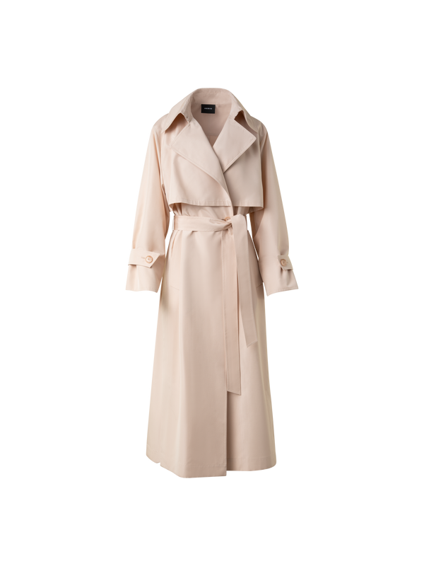 Designer Oversized Trench Coat in Silk Taffeta - neutral - pastel - beige