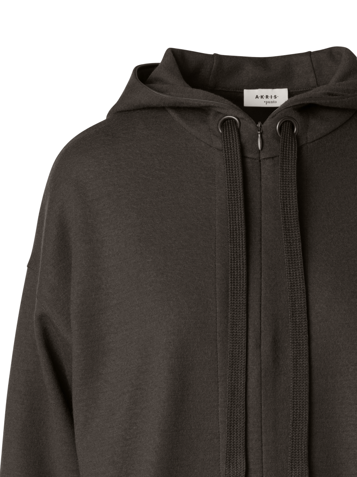Designer Oversized Wool Jersey Zip Hoodie - neutral - brown