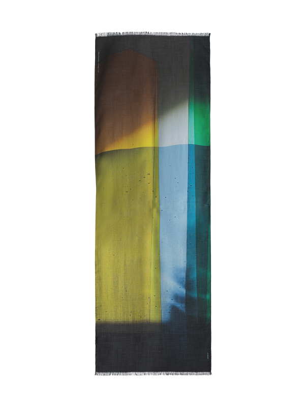 Designer Cashmere Silk Mimosa Liquid Light Print Scarf - multicolor