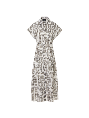 Designer Cap-Sleeve Dance Movements Midi Dress - multicolor