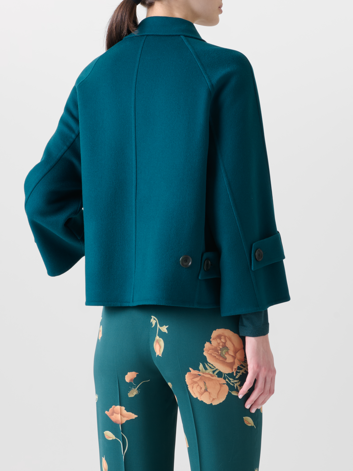 Designer Pure Cashmere Double-Face A-Line Jacket - green 