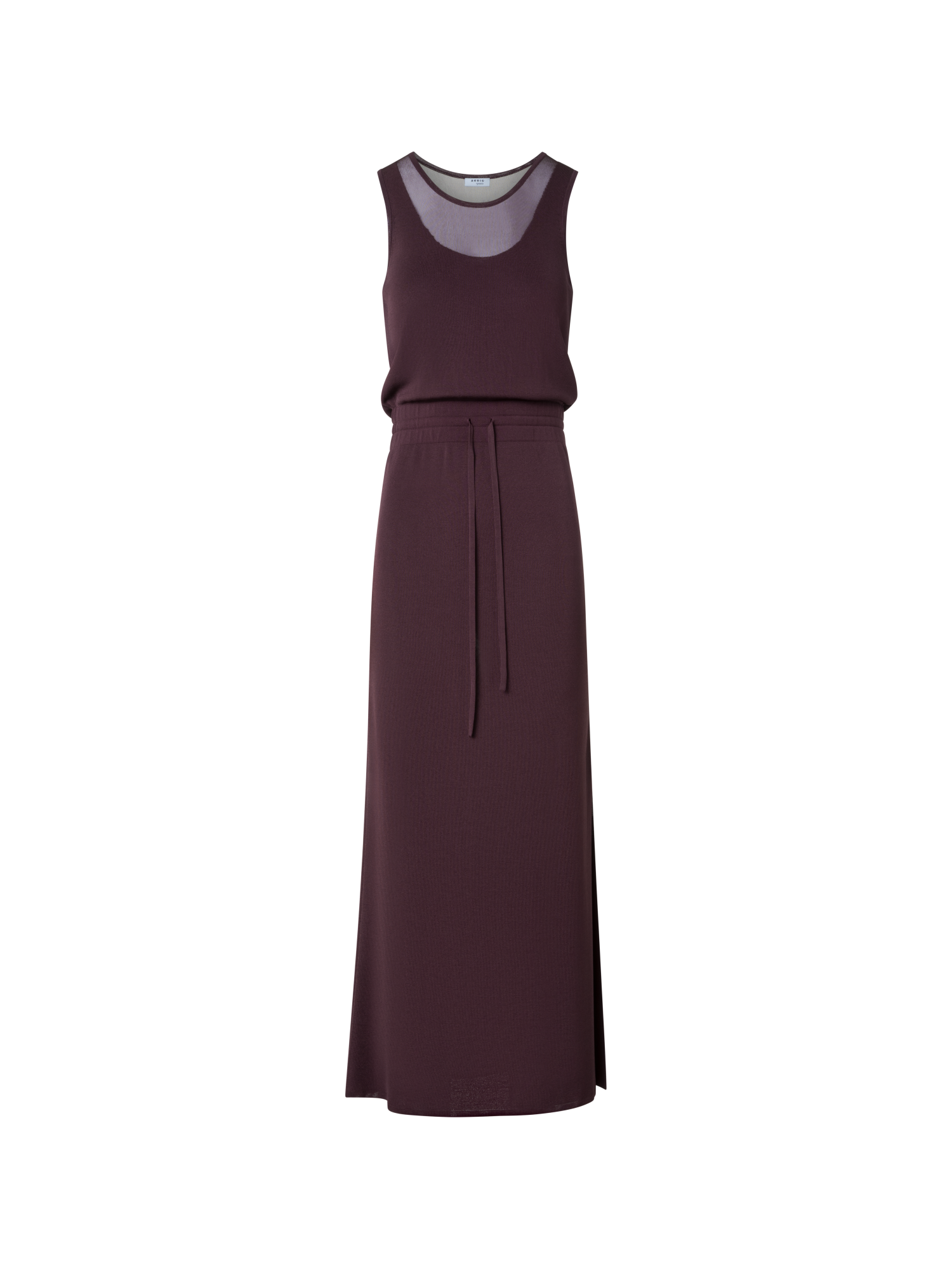 Designer Layered Sheer Knit Midi Dress - purple - red