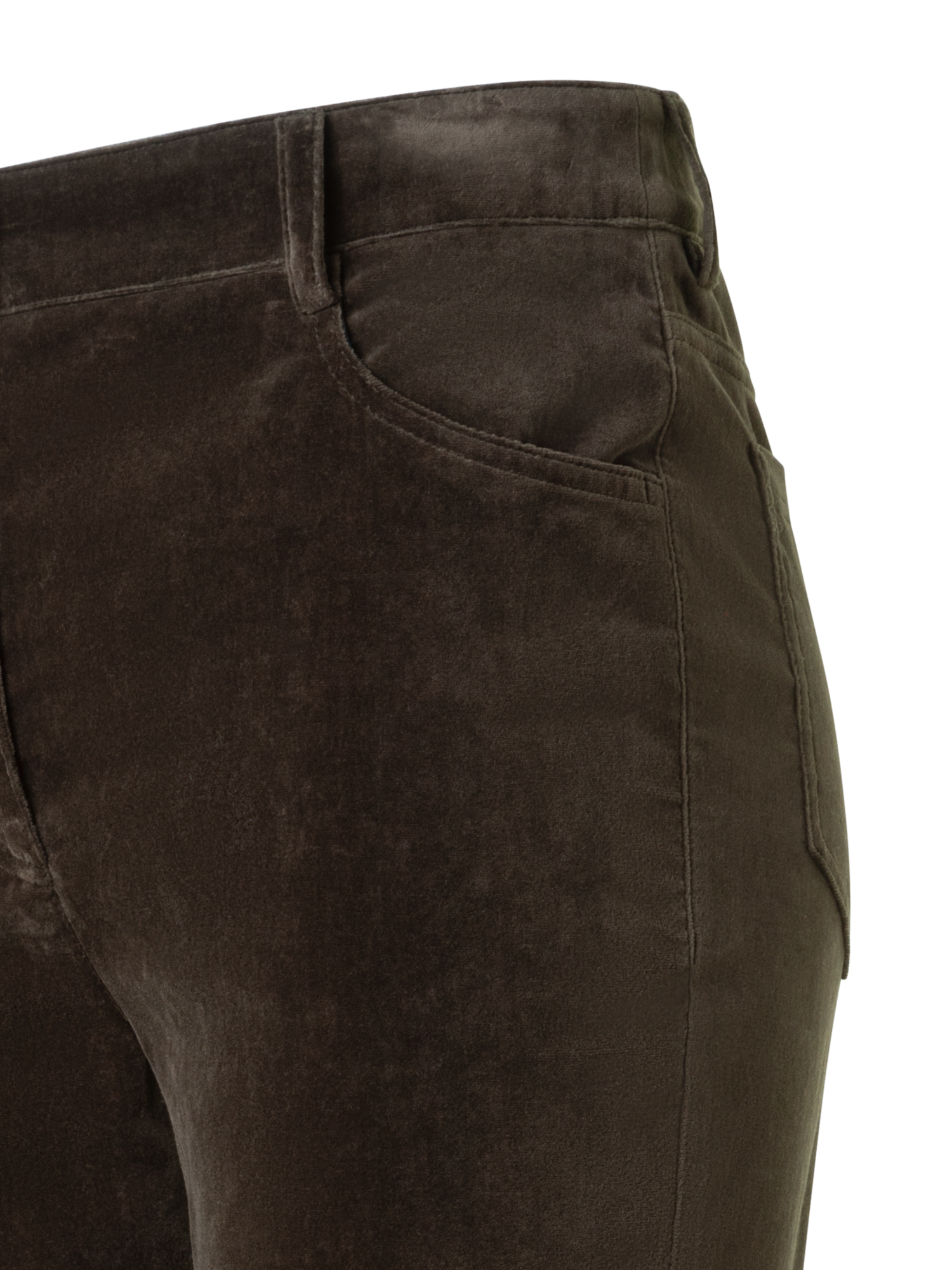 Designer Cropped Bootcut Stretch Cotton Velvet Pants - neutral - brown