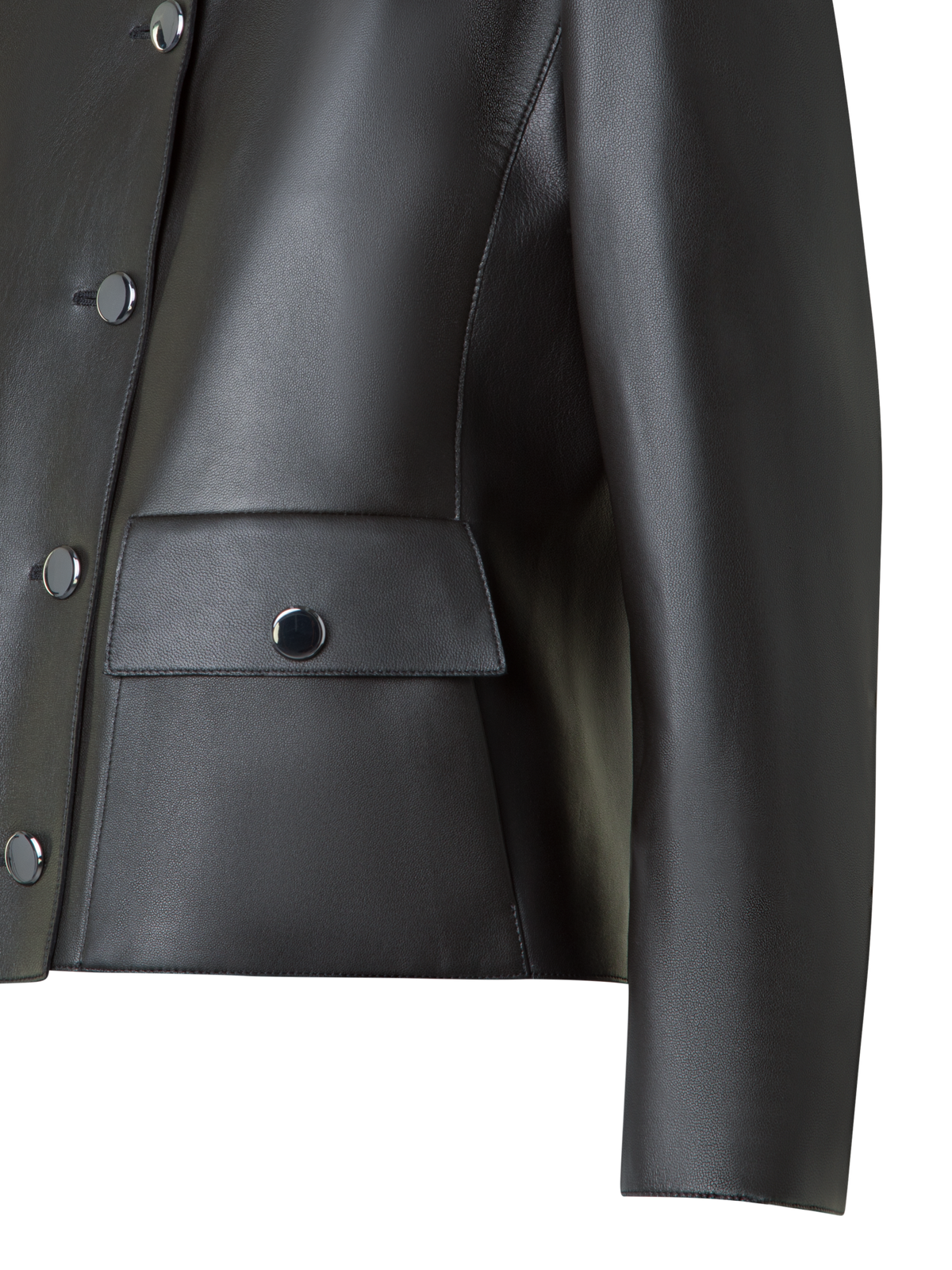 Designer Leather Jacket with Bracelet Sleeves - black - neutral