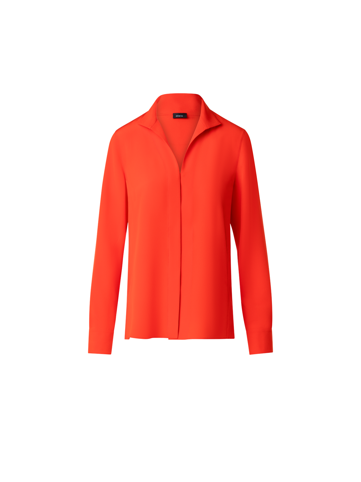 Designer Mock Neck Silk Blouse - red