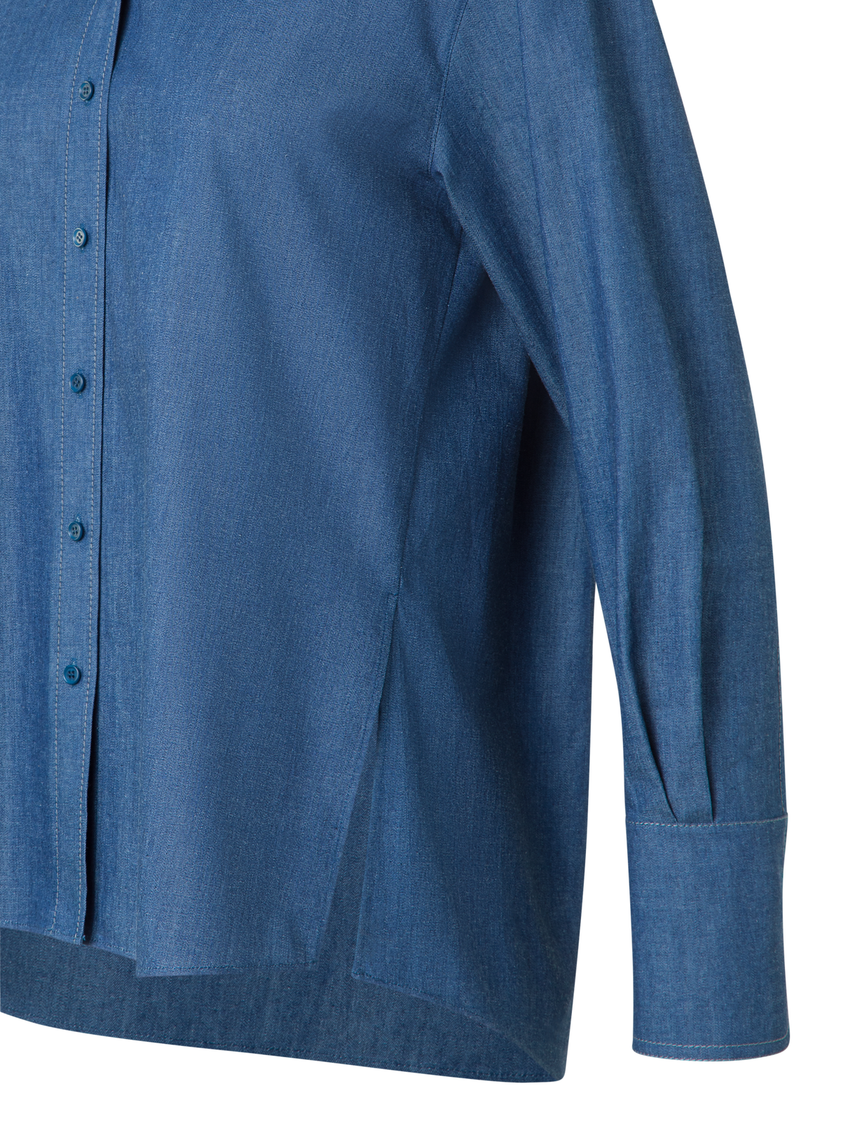 Designer Oversized Lightweight Cotton Denim Shirt - blue