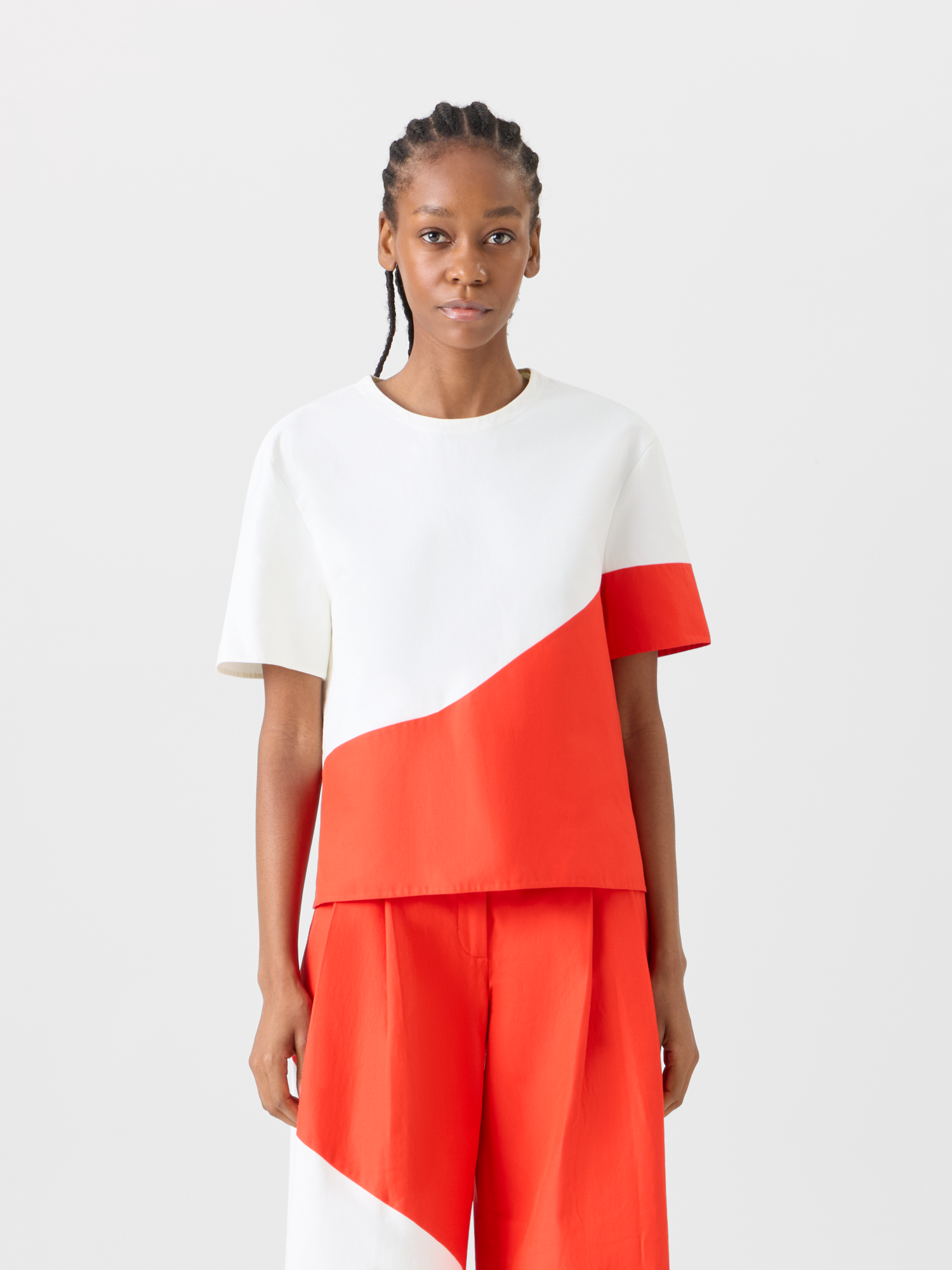 Designer Boxy Blouse with Polygon Print - multicolor