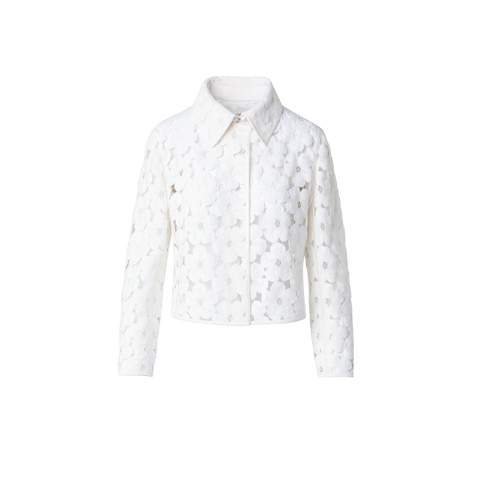 Short Jacket with Allover Anemone Embroidery