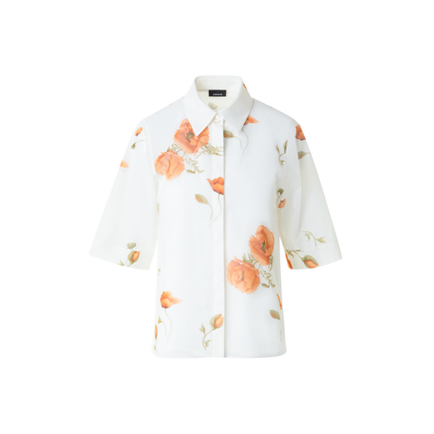 Boxy Cotton Blouse with Anemone Print