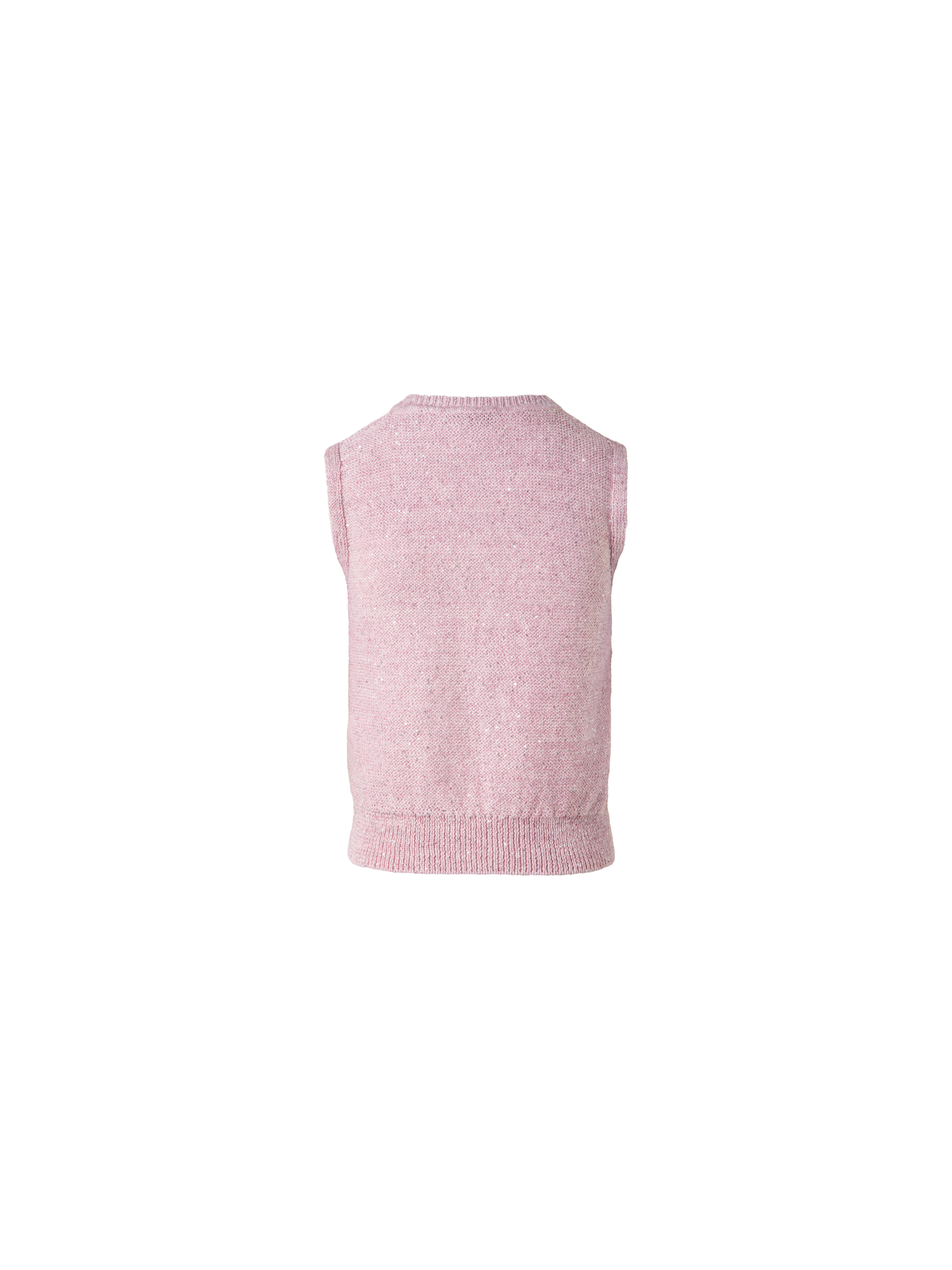 Designer Sleeveless Linen Cotton Knit Top with Sequins - pastel - pink