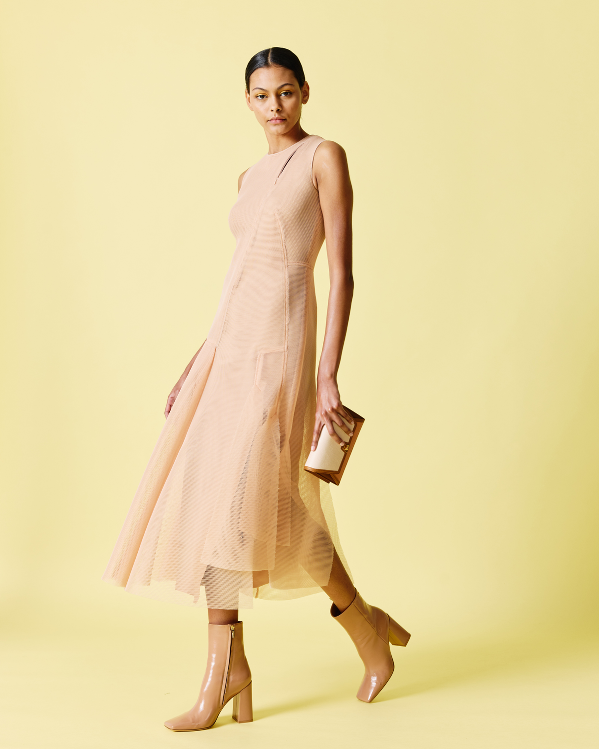 Asymmetrical Techno Grid Midi Dress seashell / 8 Asymmetrical Techno Grid Midi Dress seashell / 8