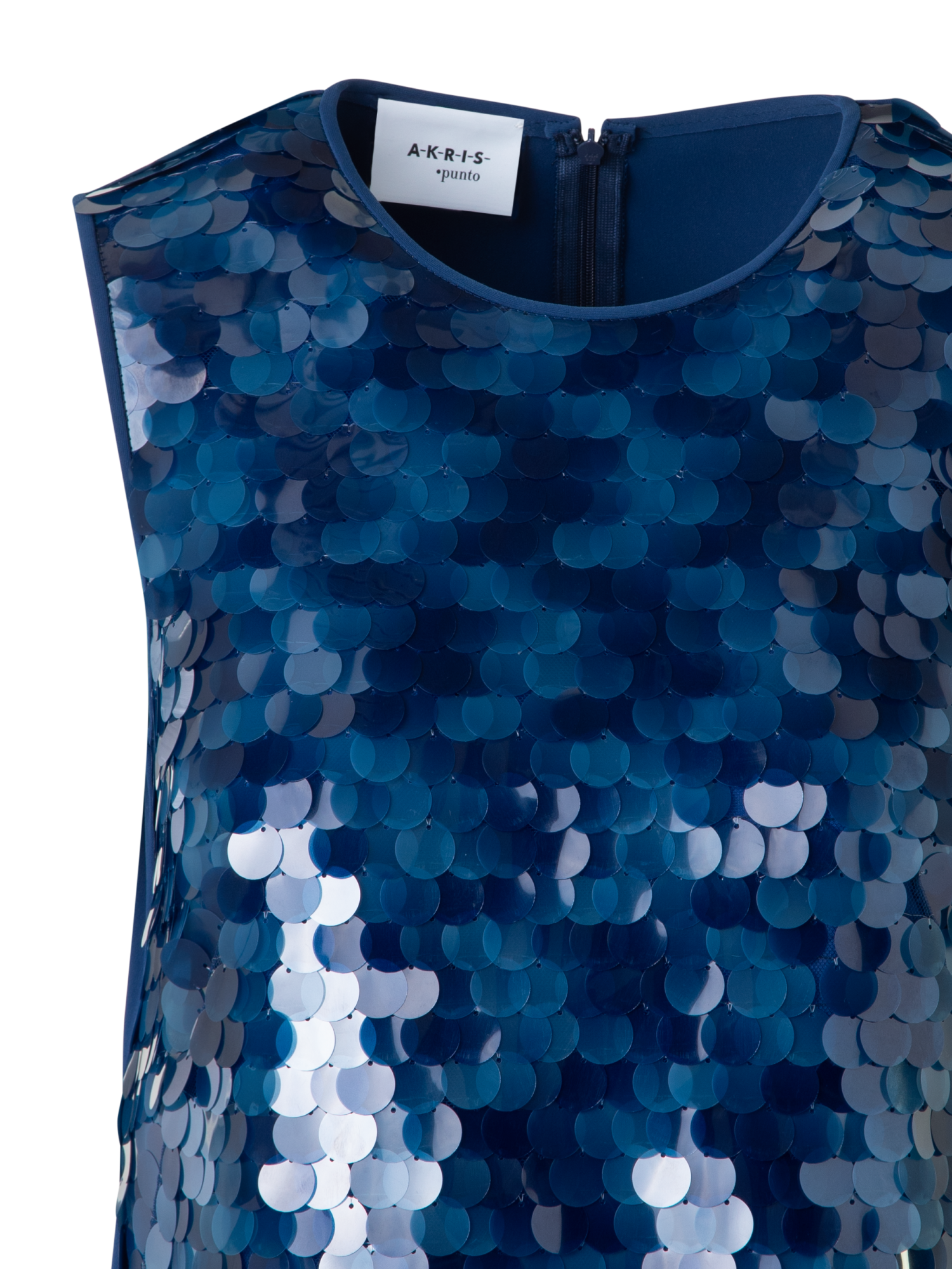 Designer Maxi Dress in Dot Sequins - navy - blue - multicolor