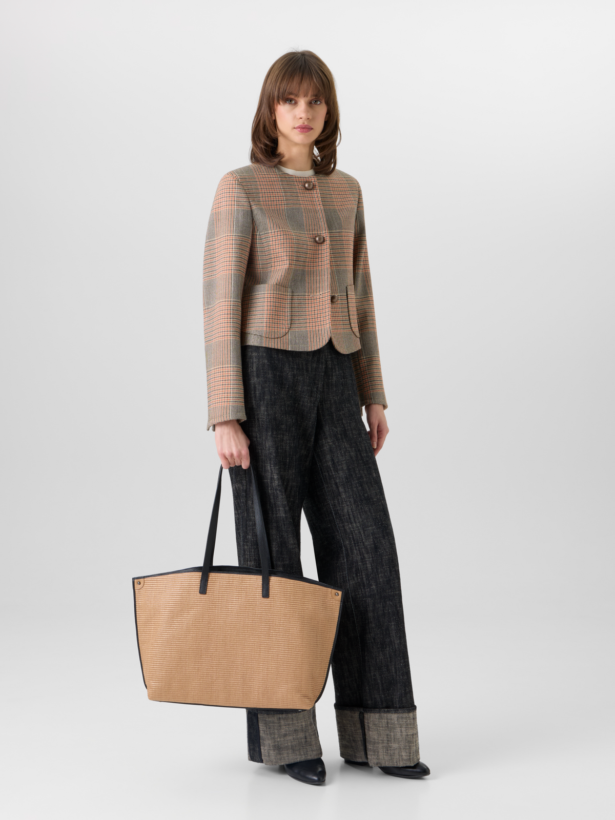 Designer Long-Sleeve Glen-Check Heavy Wool Twill Jacket - multicolor #editorial