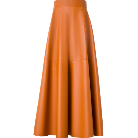 Midi Leather Skirt in A-Line