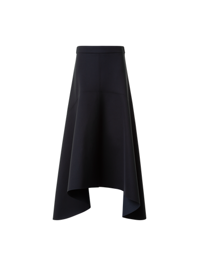 Designer Asymmetrical A-Line Neoprene Handkerchief Skirt - black - neutral