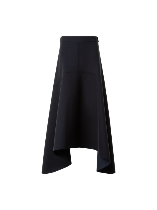 Designer Asymmetrical A-Line Neoprene Handkerchief Skirt - black - neutral