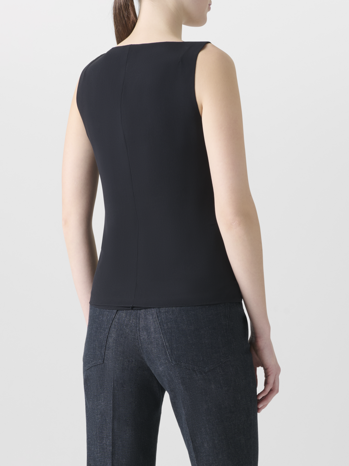 Designer Sleeveless Silk Georgette Top - black #editorial