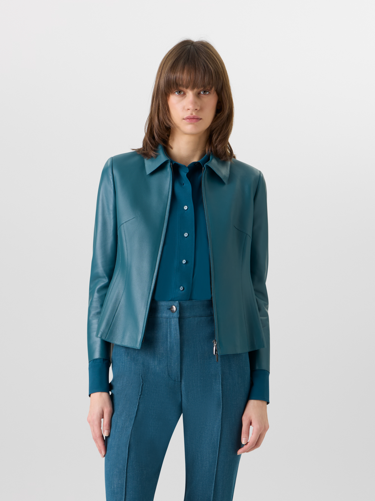 Designer Hecate Jacket in Lamb-Nappa Leather - green #editorial