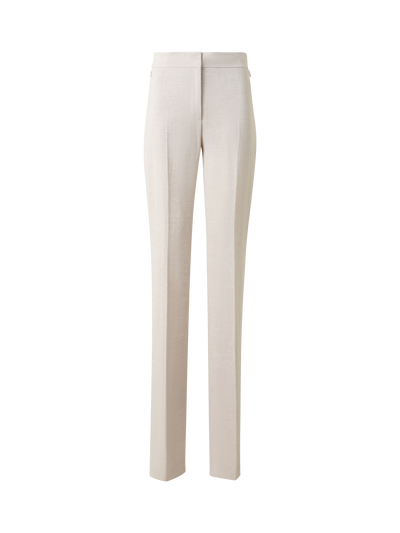 Designer Straight Linen Double-Face Pants - neutral - grey - beige