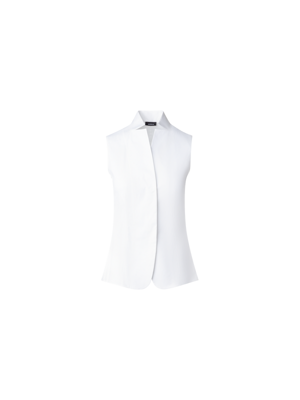 Designer Sleeveless Cotton Stretch Gilet Blouse - white