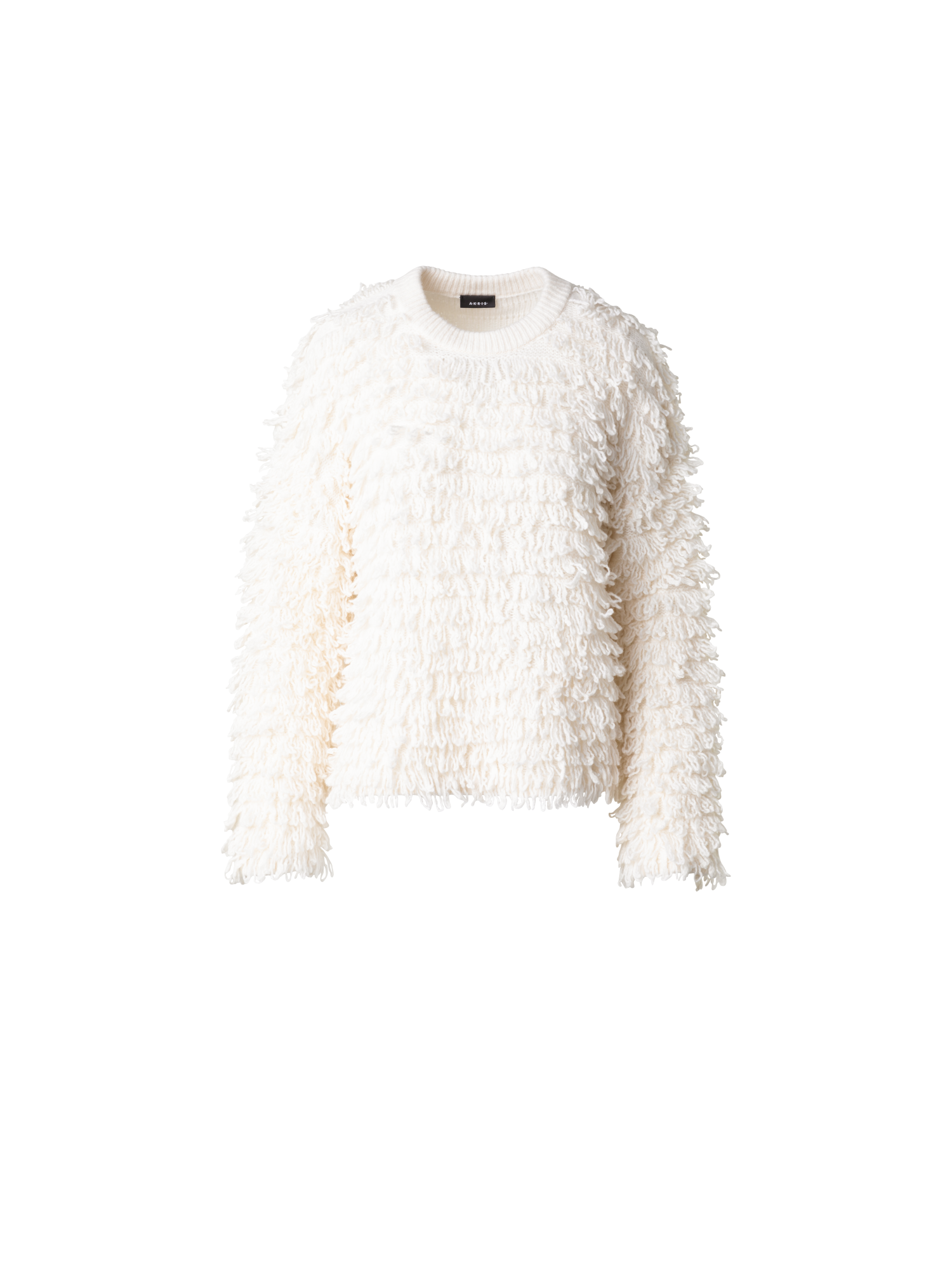 Designer Allover Loops Wool Silk Cashmere Sweater - ecru - white