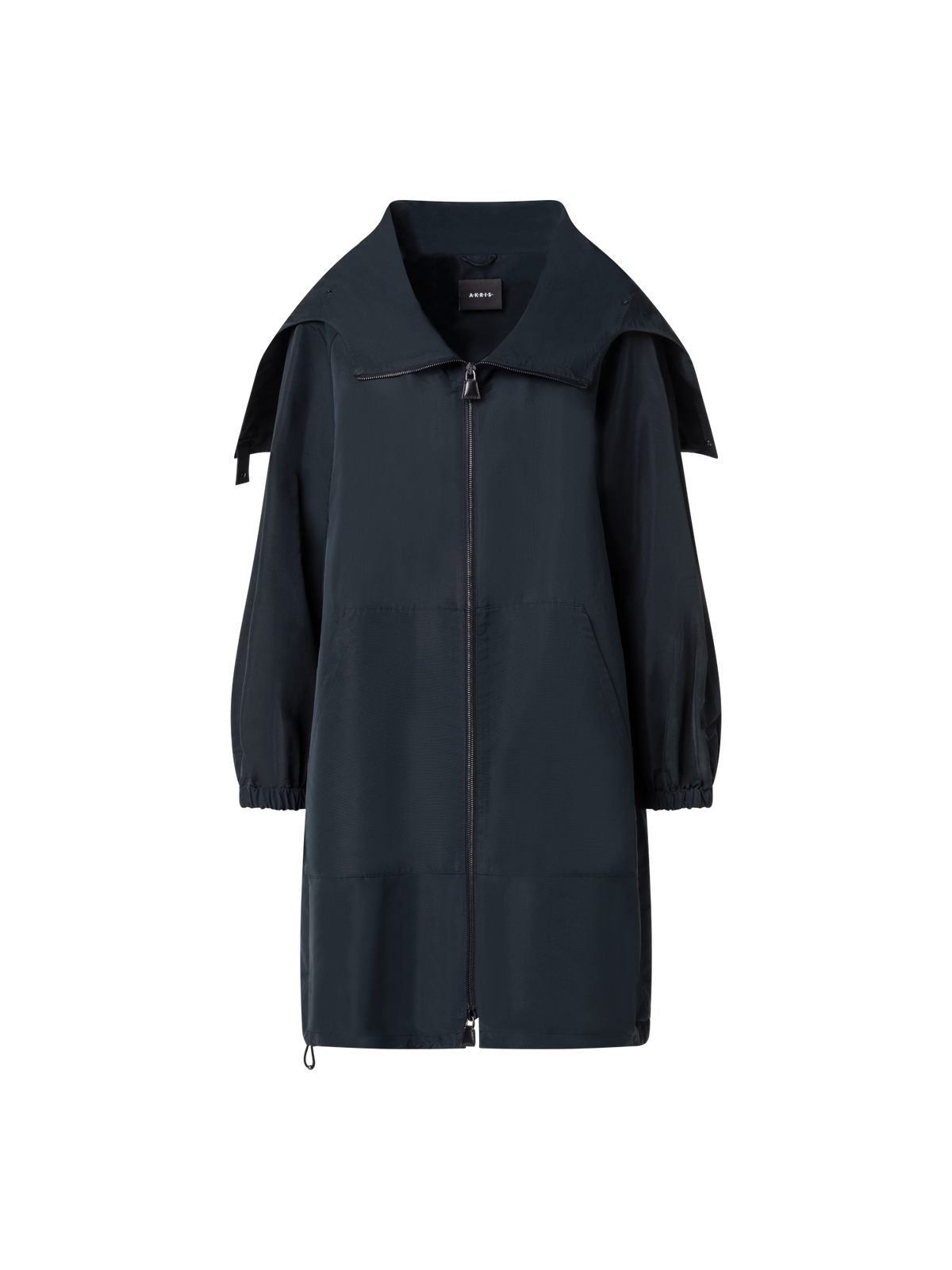 Designer Water-Repellent Silk Taffeta Parka - black